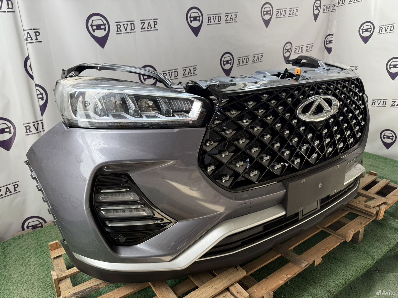 Ноускат Chery Tiggo 7 pro в наличии в России. Комплект с бампером, фарами, решеткой и радиатором. Отличное состояние.